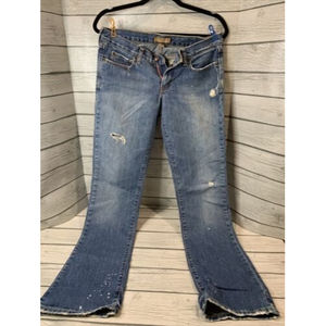 Women’s Jeans Abercrombie & Fitch Size 4L Emma Distressed & Paint Bootcut